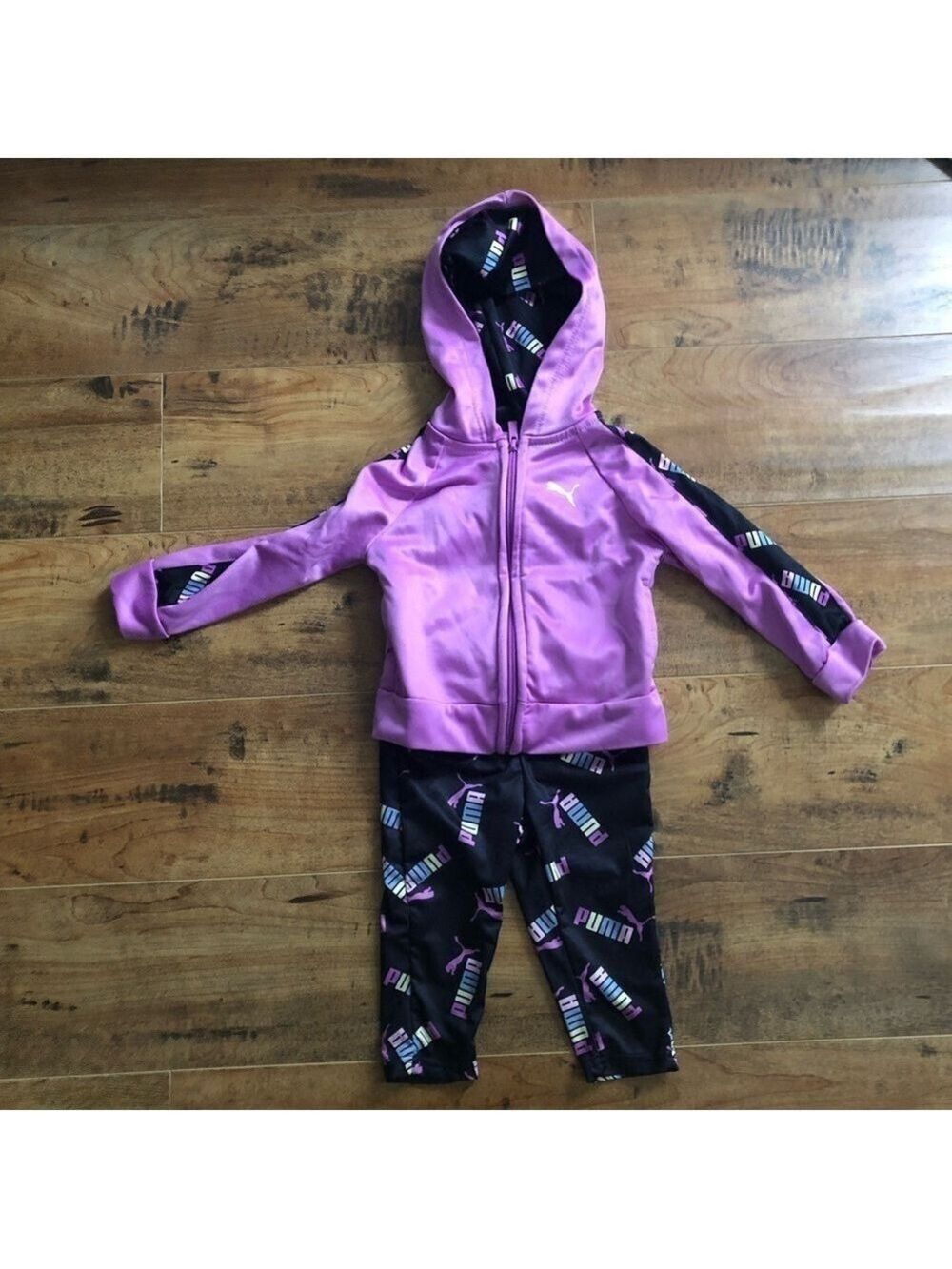 PUMA Baby Girl 12M Light Violet Track Zip Hoodie & Leggings Outfit 2 Pc Set